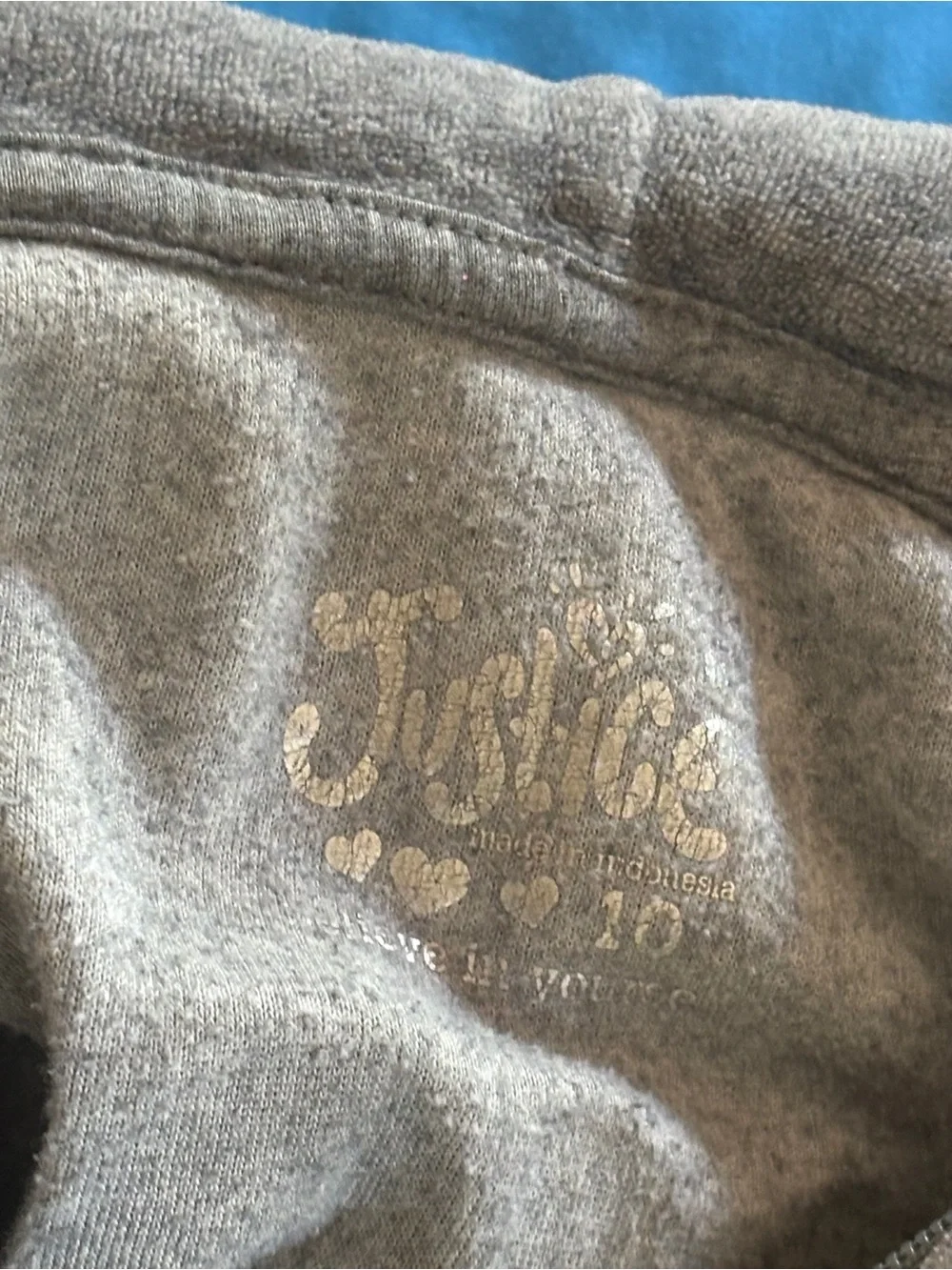 Justice Gray Velour One Piece Jumpsuit Hoodie with Shimmer Logo